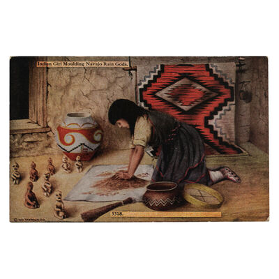 Indian Girl Moulding Navajo Rain Gods