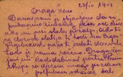 Pismo od 23. listopada 1914.