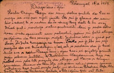 1. pismo od 16. prosinca 1914.