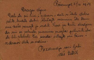 2. pismo od 31. listopada 1914.