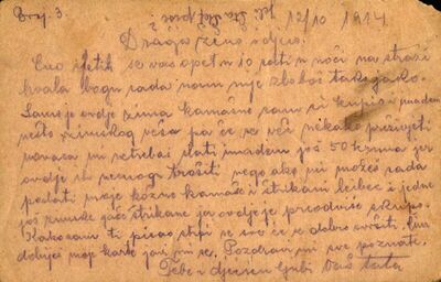 Pismo od 12. listopada 1914.