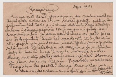 Pismo od 29. listopada 1914.