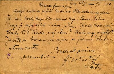 Pismo od 26. siječnja do 8. veljače 1917.
