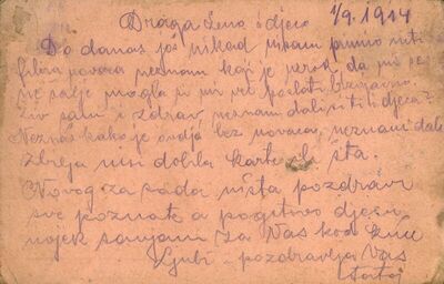 Pismo od 1. rujna 1914.