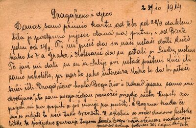 Pismo od 28. listopada 1914.