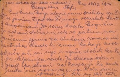 2. pismo od 16. prosinca 1914.