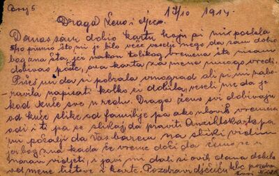 Pismo od 17. listopada 1914.