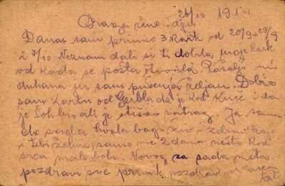 Pismo od 26. listopada 1914.