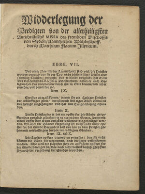 Widderlegung der Predigten von der alberheiligsten Antichris