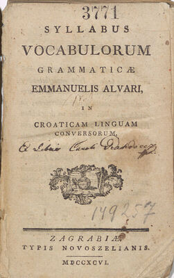 Syllabus vocabulorum grammaticae Emanuelis Alvari in Croatic