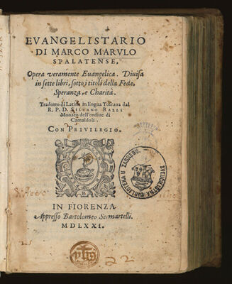 Evangelistario di Marco Marulo Spalatense : opera veramente 