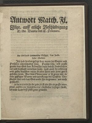 Antwort Matth. Fl. Illyr. auff etliche Beschüldigung D. Gei.