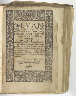 Evangelistarium M. Maruli Spalaten. opus vere evangelicum, s