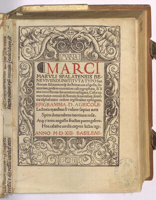 Marci Maruli Spalatensis Benevivendi instituta typo Sanctoru