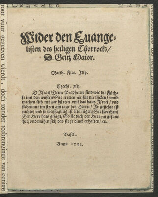 Wider den Evangelisten des heiligen Chorrocks D. Geitz Maior