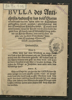Bulla des Antichrists : dadurch er das Volck Gottes widderum