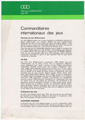VIII Villes jeux mediterraneens Split 1979