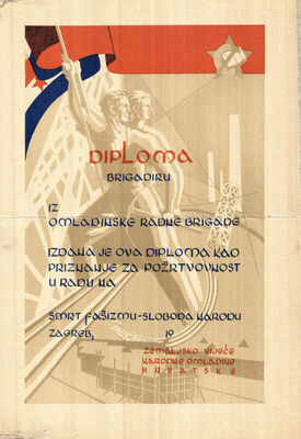 DIPLOMA brigadiru iz omladinske radne brigade
