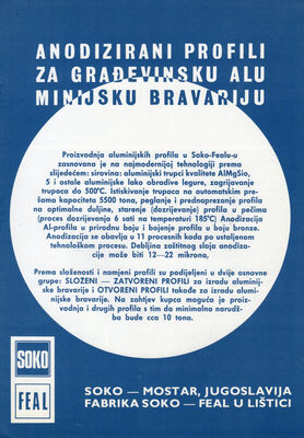 Soko Feal Anodizirani profili za građevinsku aluminijsku bra