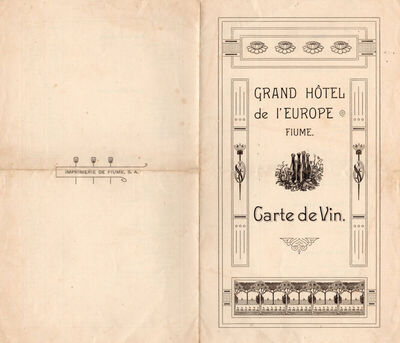 Grand Hotel de l'Europe Fiume Carte de Vin