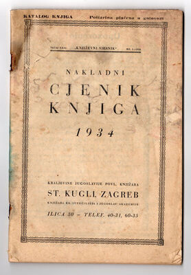 Cjenik knjiga 1934