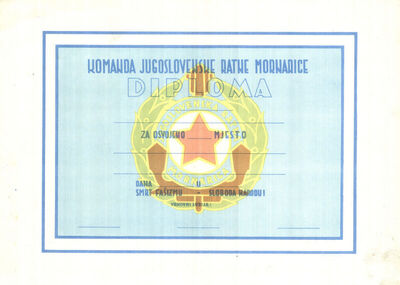 DIPLOMA komanda jugoslovenske ratne mornarice
