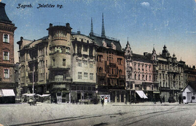 Zagreb - Jelačićev trg i kuća Poppović