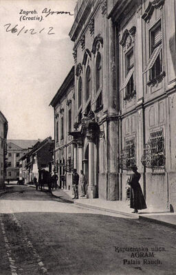 Zagreb - Kapucinska (Matoševa) ulica i palača Oršić-Rauch