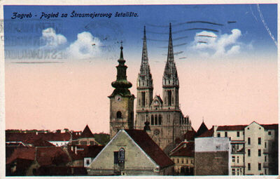 Zagreb - Pogled na Katedralu sa Strossmayerovog