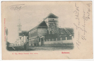 Bjelovar - Trg Marije Terezije i katolička crkva