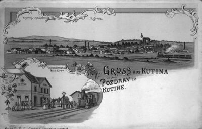 Kutina - Razglednica diptihalnog karaktera - Panorama mjesta