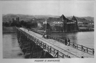 Hrvatska Kostajnica - Stari grad s drvenim mostom preko Une 