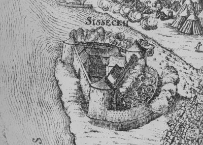 Sisak - Stari grad - Detalj Valvasorove grafike s konca 17. 