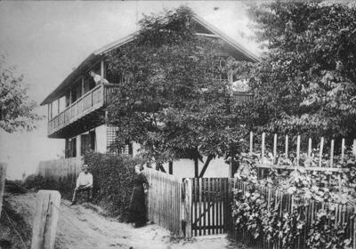 Kutina - Pogled na ljetnikovac; razglednica poslana 1949. go