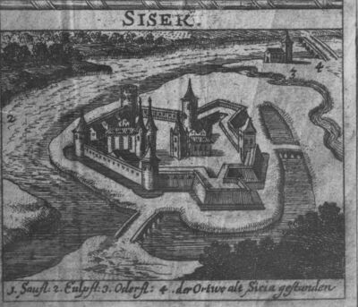 Sisak - Stari grad - Grafika s prikazom Starog grada, s nasi